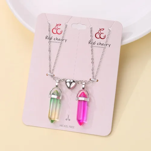 Miniatura 22 de Collar magnético de corazón dividido a juego para parejas, colgante de atracción mutua de cristal, regalo de joyería de amistad para mejores amigos