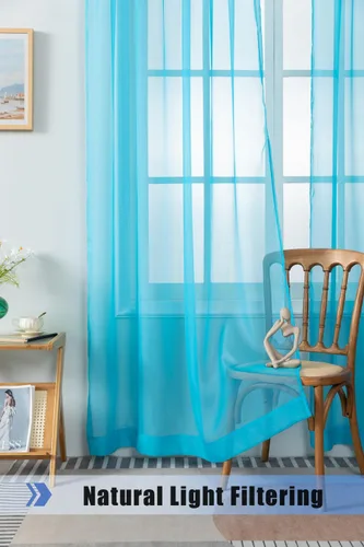 Miniatura 3 de WPM - Cortinas traslúcidas de gasa transparente con bolsillo para barra, 2 paneles de cortinas traslúcidas para dormitorio, cocina, sala de estar