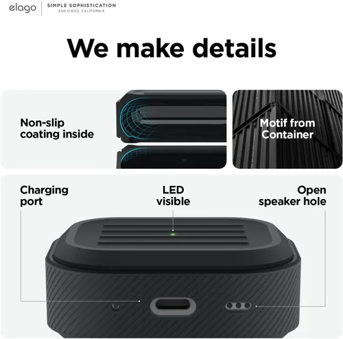 Miniatura 5 de elago Estuche Armor Compatible con AirPods Pro de 2ª Generación - Estuche Compatible con AirPods Pro 2, Incluye Cordón, Soporta Carga Inalámbrica