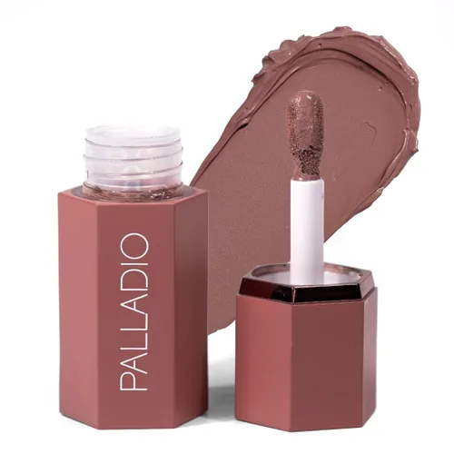 Palladio Rubor líquido para mejillas y labios 2 en 1, fórmula de crema sin peso, pigmentado a prueba de manchas, de aspecto natural, acabado húmedo,
