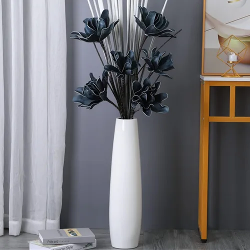 Miniatura 2 de Jarrón alto de cerámica blanca de 28 pulgadas, soporte para flores, jarrones grandes decorativos para centros de mesa, estantes, decoración