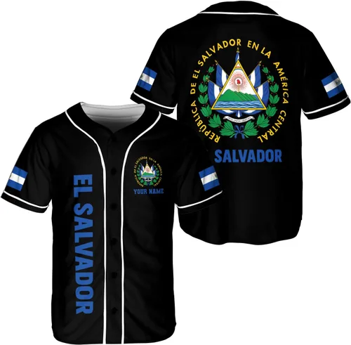 Miniatura 20 de Parvii Camiseta de béisbol personalizada de El Salvador Orgulloso, camiseta de El Salvador, camiseta de El Salvador, Jersey de El Salvador