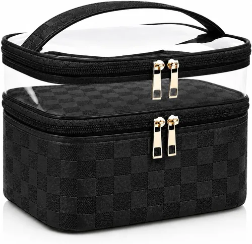 Miniatura 19 de Bolsa de maquillaje, 3 piezas de piel sintética, bolsa de maquillaje de viaje, bolsa de cosméticos para mujeres y niñas