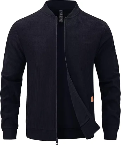 Yundobop Chaqueta ligera con cremallera para hombre, sudadera casual elegante con bolsillo con cremallera
