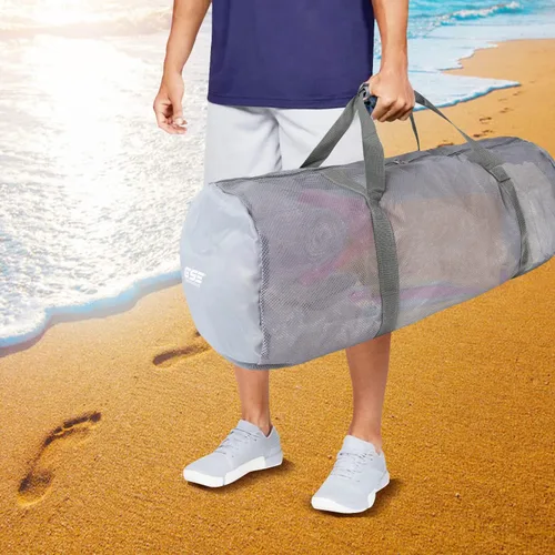 Miniatura 5 de Bolsa de lona deportiva de malla grande de alta resistencia, color gris, bolsa seca, equipo de buceo, bolsa de buceo con cremallera. Ideal
