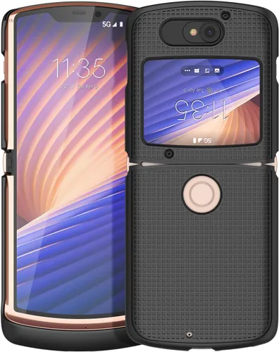 Miniatura 2 de Nakedcellphone Funda para Motorola RAZR 5G Flip Phone, [Negro] Carcasa rígida a presión [textura de cuadrícula] para Motorola Moto RAZR 5G Flip