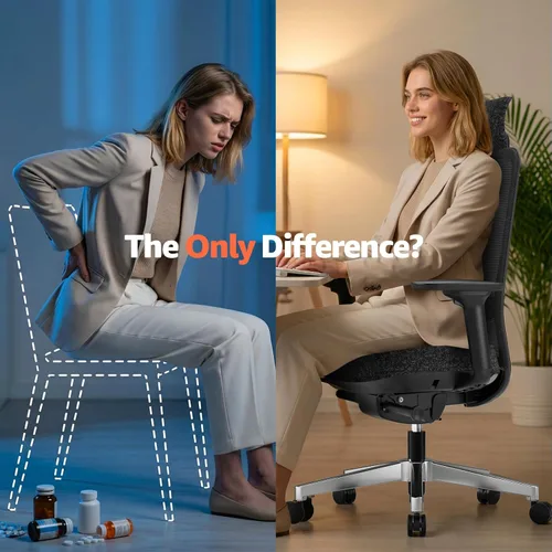 Miniatura 8 de ErgoSift M2 - Silla de oficina ergonómica, silla de escritorio de malla con respaldo alto, soporte lumbar ajustable y reposacabezas reposabrazos 4D