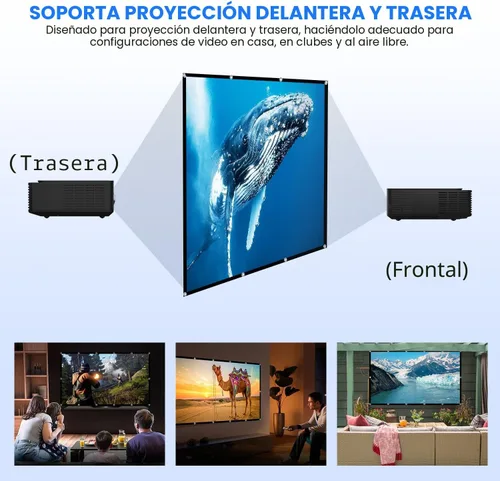 Miniatura 2 de Pantalla de proyector, pantalla de proyección frontal trasera portátil plegable de 84 pulgadas, para interiores y exteriores, 4K 16:9 HD, pantalla
