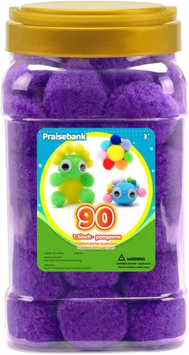 Miniatura 48 de Praisebank 300 pompones de 1 pulgada para artes y manualidades, manualidades en tarro