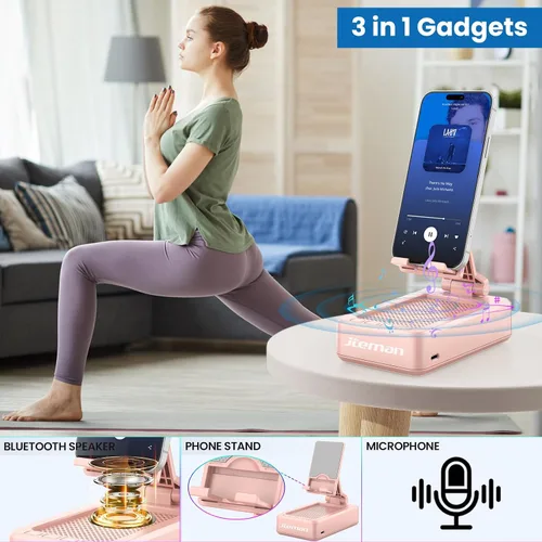 Miniatura 2 de JTEMAN Soporte para teléfono celular con altavoz Bluetooth, regalos de cumpleaños para mujeres y hombres, accesorios de cocina para hombres, Rosa