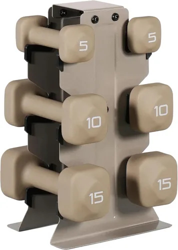Miniatura 38 de Tone Fitness Juego de mancuernas de neopreno con estante de almacenamiento – Pesos de mano antideslizantes y antideslizamiento para entrenamientos