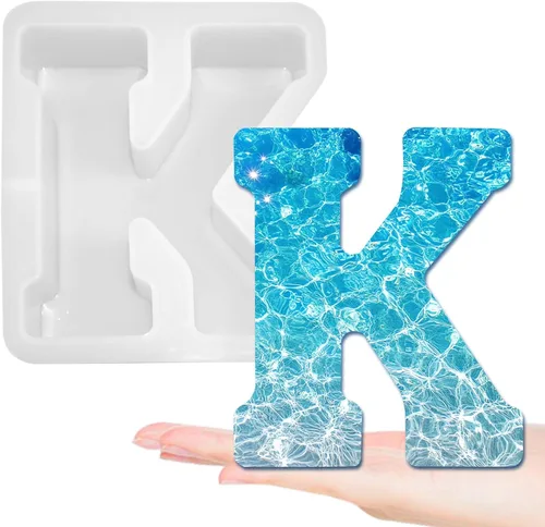 Moldes de letras grandes de 7 pulgadas para resina, molde de fundición epoxi del alfabeto mayúscula 3D de la A a la Z, molde de silicona para velas