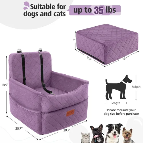 Miniatura 3 de HEGGCOOE Asiento de automóvil para perros pequeños, asientos elevadores de espuma viscoelástica con cojín grueso para perros medianos de menos de 35