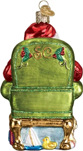 Miniatura 3 de Old World Christmas Santa con Guirnalda de Vidrio Soplado Adorno para Árbol de Navidad, Decoración Navideña Hecha a Mano, Colección Santa