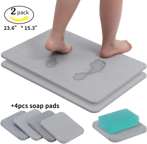 Miniatura 4 de Tapete de baño de piedra de tierra de diatomeas, tapete de baño de diatomita, grande, secado rápido de agua, almohadilla de barro de diatomeas
