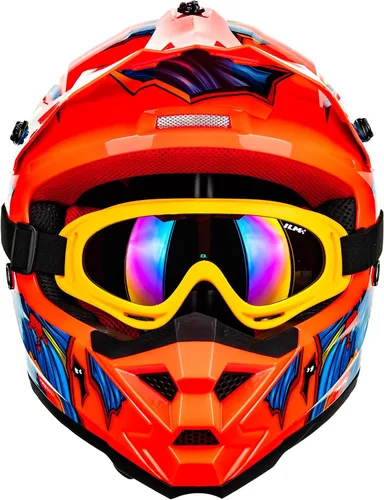 Miniatura 2 de ILM Casco ATV Juvenil para Niños Dirt Bike Motocross BMX Todoterreno Motocicleta Go Kart Casco DOT ECE Modelo Z705 (Naranja Fantasía, M)
