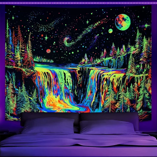 Miniatura 10 de Zussun Tapiz blanco y negro con noche estrellada, tapices de montaña para dormitorio, estética de luna y estrellas, tapiz para colgar en la pared