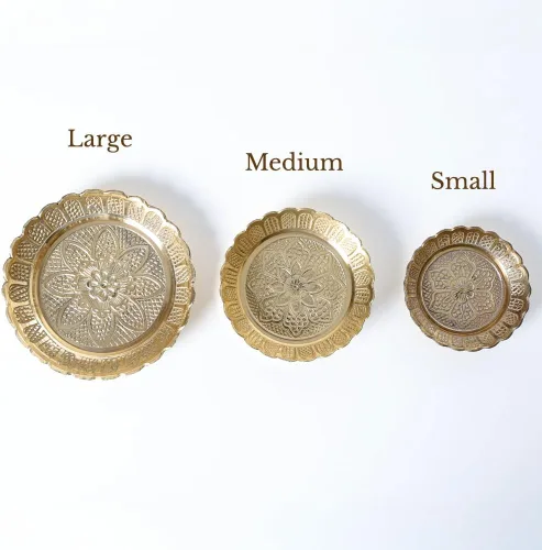 Miniatura 2 de Shubhkart Juego de platos Nakshi de latón macizo de alta calidad (3 tamaños: L/M/S) – Platos decorativos de Puja hechos a mano para Aarti, templo