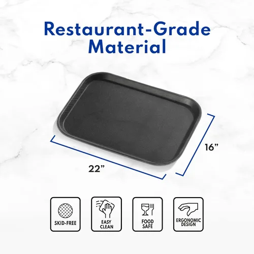 Miniatura 8 de New Star Foodservice 24852 Bandeja antideslizante de grado restaurante, plástico, forrada de goma, rectangular, 10 x 14 pulgadas, color negro