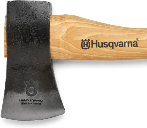 Miniatura 2 de Hacha Husqvarna, hacha pequeña con funda de cuero y mango de nogal, hacha pequeña ideal para equipo de camping y herramientas de jardinería