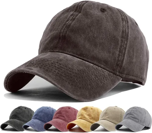 Miniatura 10 de HH HOFNEN Gorra de béisbol de algodón de sarga lavada y desgastada, vintage, ajustable, para hombre y mujer