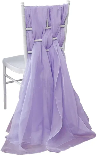 Miniatura 22 de Efavormart - Paquete de 5 bandas de gasa de alta calidad para silla, 22 x 78 pulgadas, amatista violeta, lazos para silla de diseño transparente