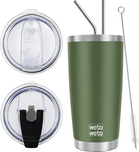Miniatura 38 de WETOWETO - Vaso de viaje con aislamiento de 20 onzas, de acero inoxidable, con doble pared, a prueba de fugas, taza de café con revestimiento