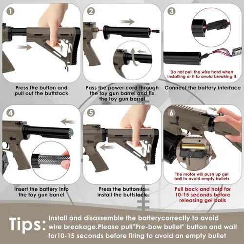 Miniatura 5 de Juguetes Eléctricos de Gel Nuevos M4A1, Modo Semiautomático y Completamente Automático Splat-Blaster con FPS 280 y 100 Pies para Juego de Equipo al