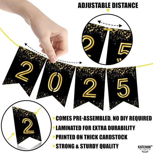 Miniatura 4 de Katchon, Cartel brillante de graduación 2025 – Grande de 10 pies, sin bricolaje Cartel de feliz graduación 2025, decoraciones de graduación clase