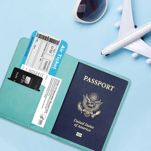 Miniatura 5 de Estuche para pasaporte, ranuras para pasaporte, tarjetero para pasaporte y tarjeta de vacunación, bonita funda para pasaporte para mujeres