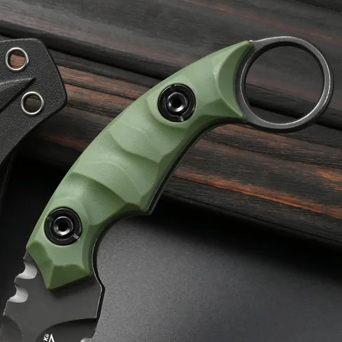 Miniatura 4 de Gtkii GTK691 Cuchillo de hoja fija de acero D2 con mango de fibra de vidrio de nylon y funda de Kydex para camping al aire libre, caza, senderismo