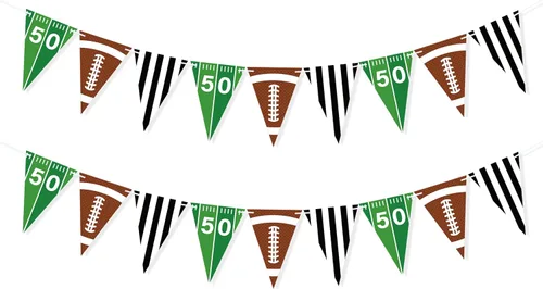 VILIFEVER 2 guirnaldas de fútbol americano, decoraciones de fiesta de fútbol, banderines de papel para fútbol americano, suministros de fiesta de
