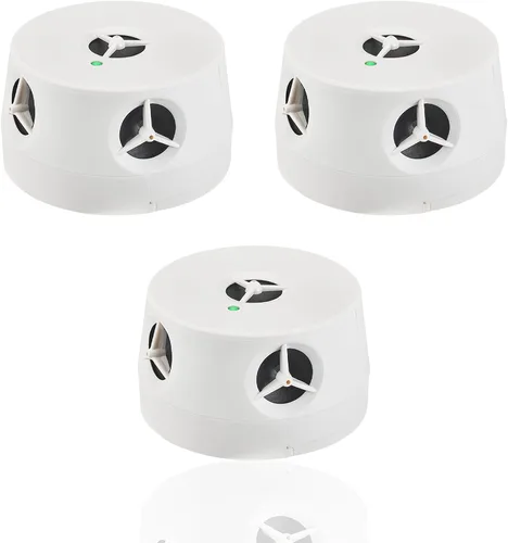 DigiMax - Repelente de roedores de 360°, repelente de ratones, enchufe ultrasónico para interiores con 5 altavoces ultrasónicos USB y batería para