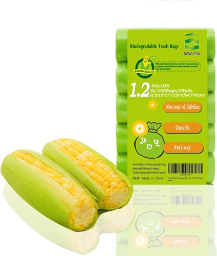 Miniatura 7 de Inwaysin - Mini bolsas de basura de 1.2 galones, bolsas de basura pequeñas, 6 litros, 100 bolsas, verde transparente
