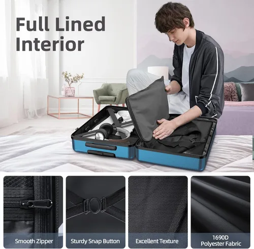 Miniatura 7 de BEOW Luggage Sets Expandable Lightweight Suitcases with Wheels PC+ABS Durable Travel Luggage TSA Lock Navy Blue 4pcs