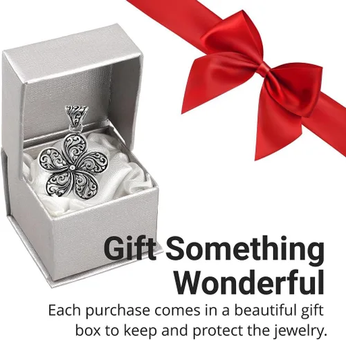 Miniatura 6 de Shop LC - Colgante de flor de plata de ley 925, collares con colgante de filigrana floral para mujer, joyería de disfraz para mujeres, regalos