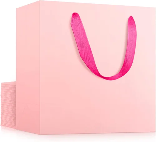 Miniatura 34 de EUSOAR Bolsas de Regalo Grandes Azul Marino, Paquete de 25 - Bolsas de Papel de Compras de 12.5"x4.5"x11" con Asas para Negocios, Manualidades