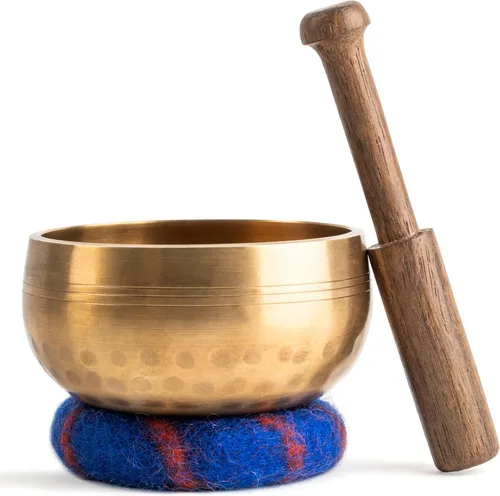 Miniatura 11 de Juego de cuencos tibetanos hechos a mano, cuenco de sonido de 4 pulgadas para meditación, curación de sonido y yoga, instrumento de curación