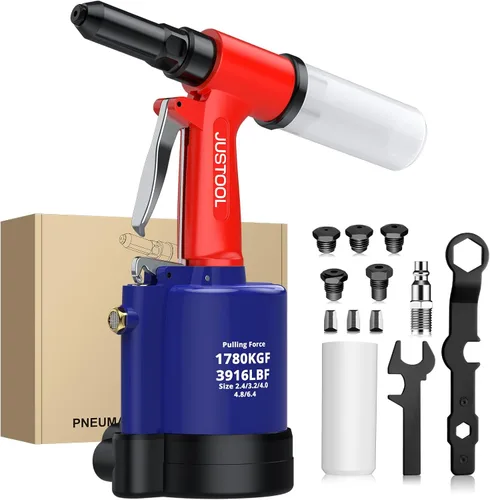 Miniatura 10 de JUSTOOL Pistola de remache neumática de alta resistencia 3916 LBF Air Rivet Gun-3/32", 1/8", 5/32", 3/16", 1/4" Remachadora de aire con NPT 1/4