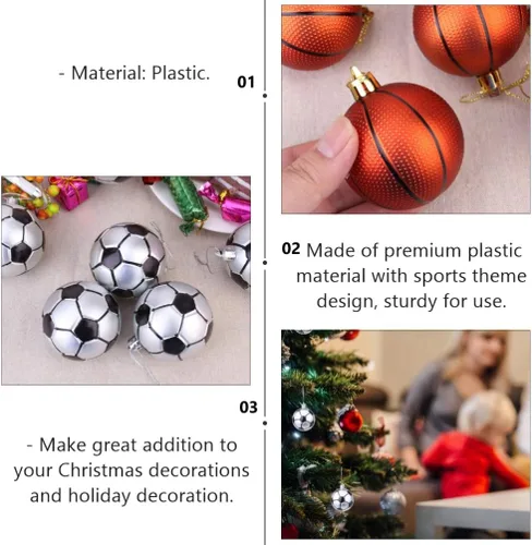 Miniatura 2 de 12 piezas de suministros de fiesta de fútbol pelota de fútbol rugby adornos colgantes decoraciones de bolas temáticas de deportes decoraciones