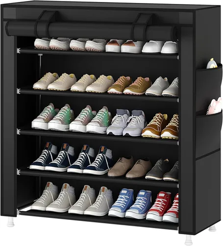 Laiensia Organizador vertical para zapatos de 5 niveles, organizador de almacenamiento de zapatos que ahorra espacio, cubierta no tejida, estante