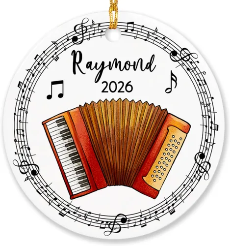 Adorno de acordeón personalizado de Navidad, adorno de instrumento musical de acordeón para árbol de Navidad 2025, adorno de acordeón regalo para