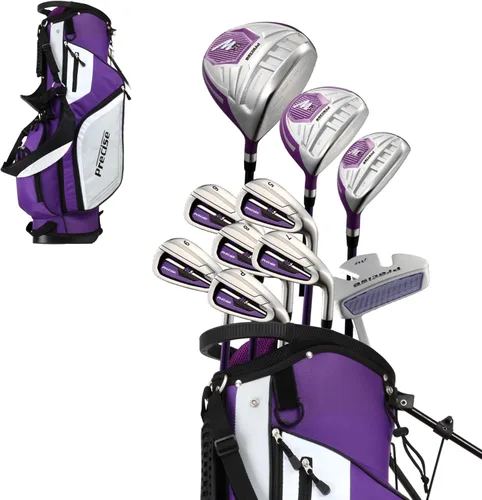 Precise M5 - Juego completo de palos de golf para mujer – Juego completo para diestros con conductor de titanio, SS Fairway e híbrido, hierros de 5