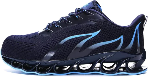 Miniatura 4 de DREAM HORSE Zapatos de trabajo indestructibles con punta de acero para hombres, zapatos de seguridad de malla ligera, zapatos de construcción