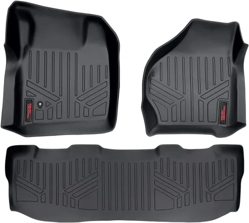 Rough Country alfombrillas para todo clima para Ford F-250/F-350 SuperDuty CrewCab (1999-2007) - Juego de alfombrillas antideslizantes impermeables