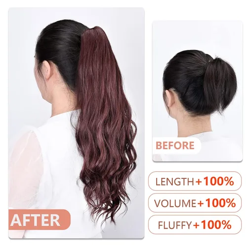 Miniatura 12 de Extensiones de cola de caballo de cabello rubio, extensiones de cola de caballo para mujer, pinza de extensiones de cabello rizado de 12 pulgadas