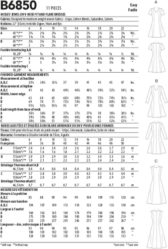 Miniatura 2 de Kit de patrón de costura para vestido acampanado de señoritas, código B6850