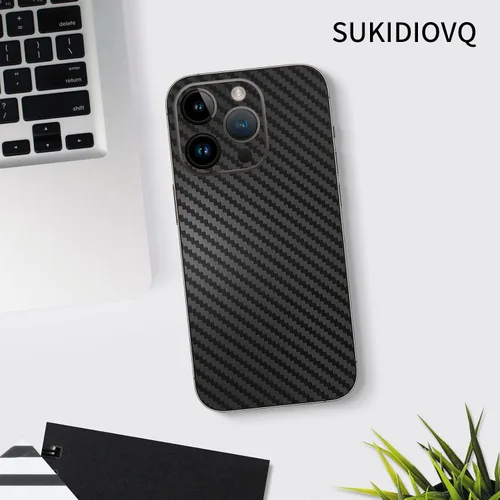Miniatura 6 de Para iPhone 16 Plus Skin Wrap Carbon Phone Sticker Fiber Vinyl Ultra Thin Ultralight Decal Glass Protector Película protectora para bordes laterales