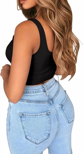 Miniatura 3 de BelleLovin AESLOVIN - Camiseta sin mangas de punto acanalado para mujer
