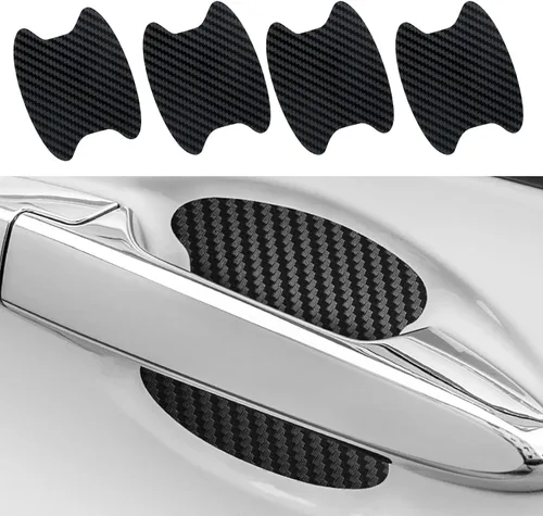 UGSHY Paquete de 4 protectores de fibra de carbono antiarañazos para puerta de automóvil, película protectora para manija de puerta de automóvil,